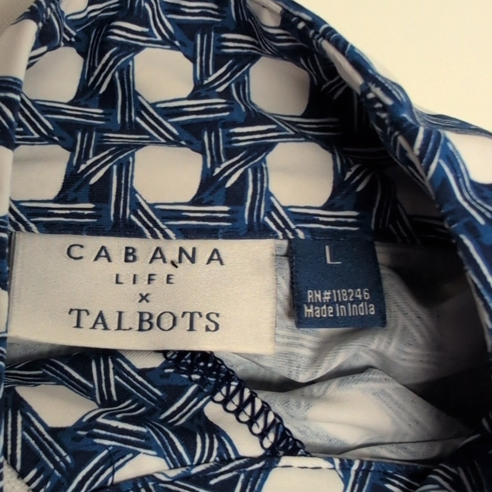 Cabana Life® X Talbots Half Zip Sportshirt - Playful Palms NWOT Size Large - Picture 8 of 11